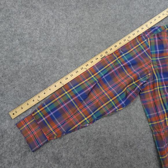 Bugatchi Uomo Button Up Shirt Mens Large Orange Long Sleeve Classic Fit Check - Picture 5 of 13